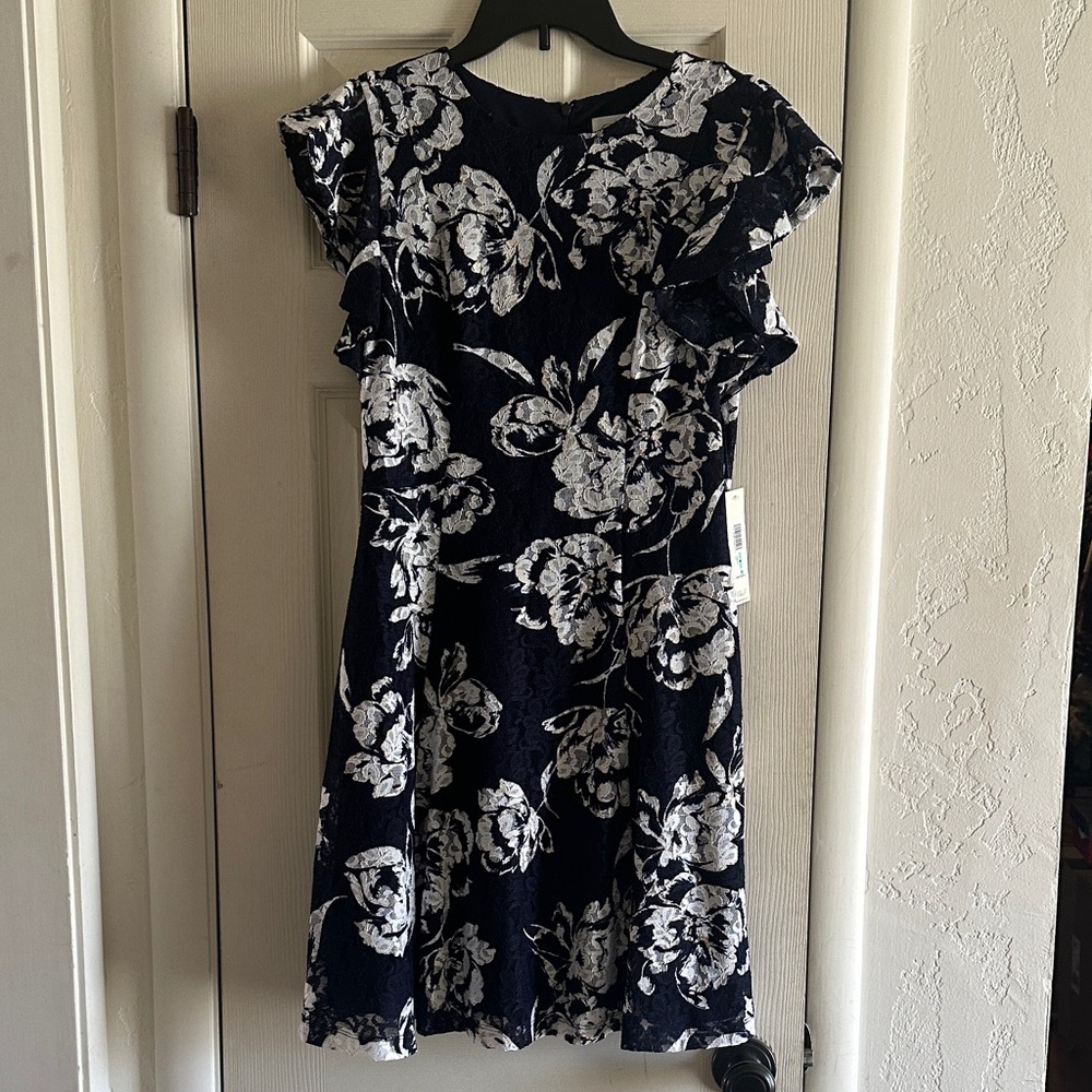 Eliza J Navy and White Floral Mini Dress